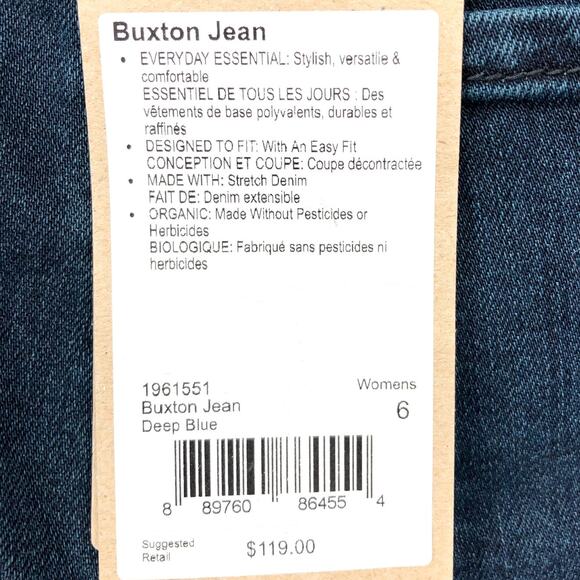 PRANA Women's Buxton Jeans Size 6/28 Deep Blue Stretch Mid-Rise Boyfriend NWT - Picture 8 of 10